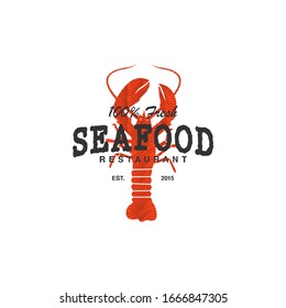 lobster seafood restaurant vector logo design