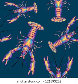 Lobster seamless pattern