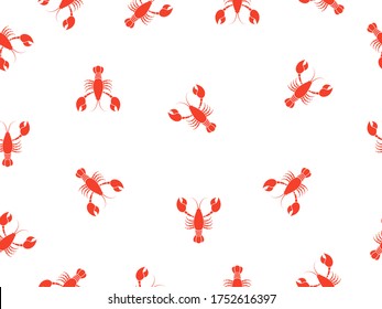 Lobster seamless pattern background. Seafood vector illustration.