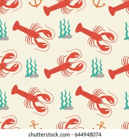 Lobster seamless pattern. Can be used for wallpaper, t-shirt pattern, web page background, print, wrapping and much more!