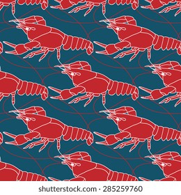 Lobster seamless vector pattern