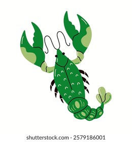 Lobster with segmented tail flat color vector character. Crayfish represents unique characteristics of marine crustacean illustration on white background