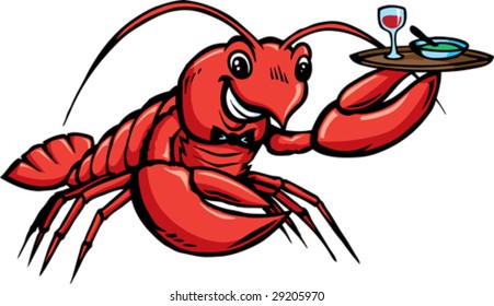 Lobster serving food.  With vector, plate is on a separate layer and can be removed.