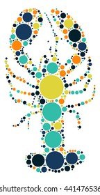 lobster shape vector design by color point