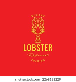 lobster shrimp food seafood taste menu cooking kitchen restaurant minimal colored line logo design vector