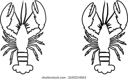 Silhueta de lagosta - Ilustração de frutos do mar preto vetor isolada