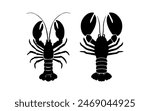 Lobster Silhouette Icon on White Background. Vector