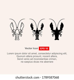 Lobster Silhouette Icon on White Background. Vector