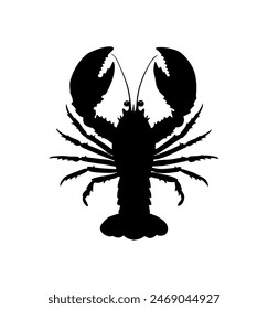 Lobster Silhouette Icon on White Background. Vector