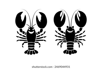Lobster Silhouette Icon on White Background. Vector