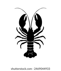 Lobster Silhouette Icon on White Background. Vector