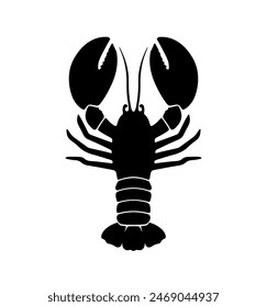 Lobster Silhouette Icon on White Background. Vector