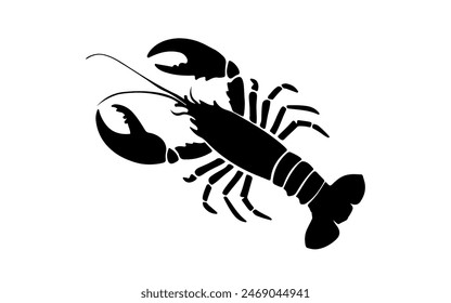 Lobster Silhouette Icon on White Background. Vector