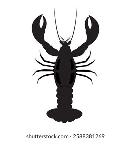 Lobster Silhouette Icon on White Background. Vector