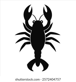 Lobster silhouette vector animal on white background