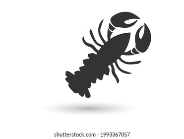 Lobster silhouette vector on a white background
