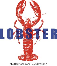 Vetor de silhueta de lagosta, ilustração de lagosta vermelha, design de logotipo de frutos do mar, gráfico de crustáceo, arte de animais marinhos, desenho de lagosta vintage, emblema do restaurante, estilo náutico.