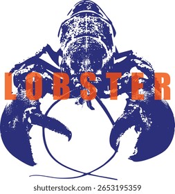 Vetor de silhueta de lagosta, ilustração de lagosta vermelha, design de logotipo de frutos do mar, gráfico de crustáceo, arte de animais marinhos, desenho de lagosta vintage, emblema do restaurante, estilo náutico.