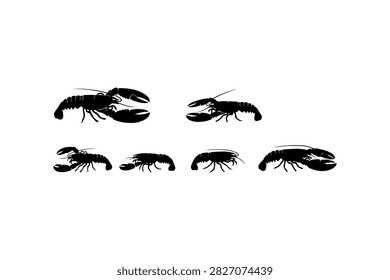 Lobster Silhouettes Collection Vector Set