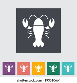 Lobster. Single flat icon on the button. Vector illustration.