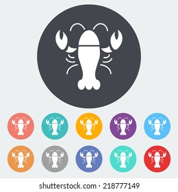 Lobster. Single flat icon on the circle. Vector illustration.