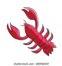 Lobster Sketchy Colored Vector Icon