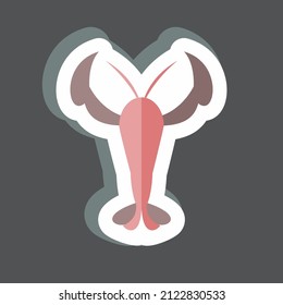 Lobster Sticker in trendy isolated on black background