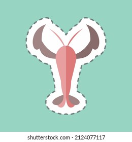 Lobster Sticker in trendy line cut isolated on blue background