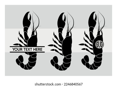 Lobster SVG, Seafood, Lobster For Cricut, Lobster Fish, Crawfish, Crayfish, Svg Files For Cricut, Dxf, Png, Eps