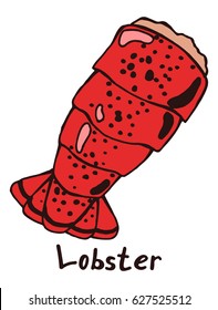 Lobster Tail. Hand Drawn Isolated Illustration With The Inscription On A White Background