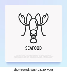 Lobster thin line icon. Seafood. Modern vector illustration for restaurant logo.