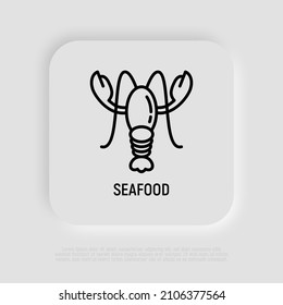 Hummer dünne Linie Symbol. Meeresfrüchte. Moderne Vektorgrafik für das Restaurant-Logo.