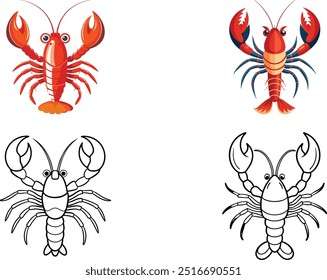 Lobster vector art Illustrations, set of lobster silhouette vector design