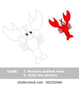 Lobster in vector to be traced. Restore dashed line and color the picture.