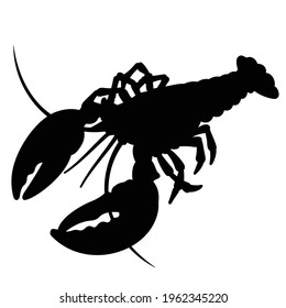 Lobster vector black white silhouette