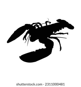 Lobster vector black white silhouette