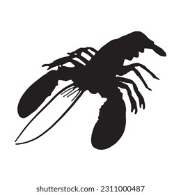 Lobster vector black white silhouette