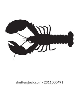 Lobster vector black white silhouette