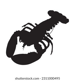 Lobster vector black white silhouette