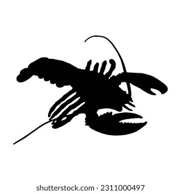 Lobster vector black white silhouette