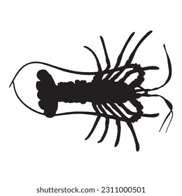 Lobster vector black white silhouette
