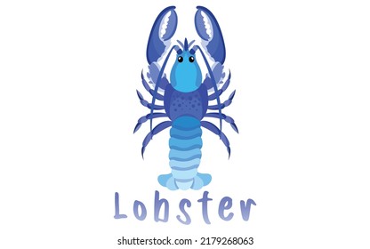 Vector de langosta, ilustración de langosta azul, langosta plana moderna, logotipo de langosta, icono de mariscos, símbolo del restaurante de mariscos, caricatura colorida, logotipo del restaurante, aislado sobre fondo blanco,