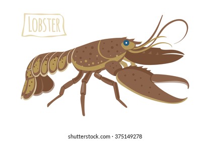 Lobster, vector cartoon illustration