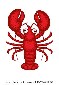 Lobster vector character. Lobster vector illustration in cartoon style isolated on white