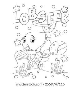 lobster vector  and coloring page