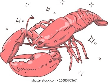 Vector de langosta . Ilustración del doodle de la boquilla