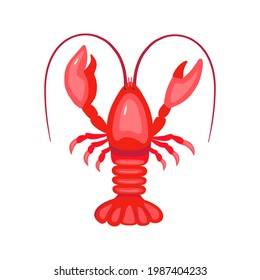 Lobster Vector flat icon. Red lobster, delicacy, rare dish. Cancer sign of the zodiac. Icon for game, application. Vector flat style, cartoon illustration.