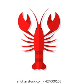 Lobster vector flat illustration  isolated on white background. Fresh seafood  icon.