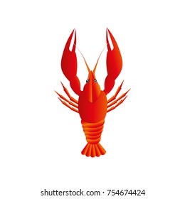 Lobster vector flat illustration isolated on white background. Fresh seafood icon.