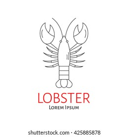 Lobster vector flat  line illustration isolated. Seafood  icon.
